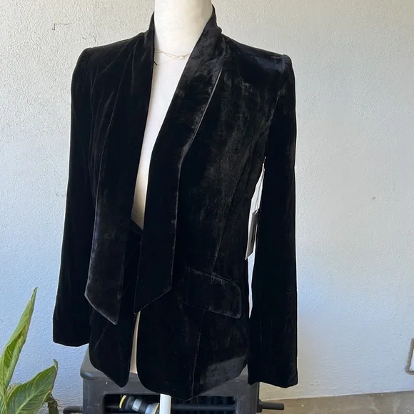 FRAME Velvet Neck Tie Blazer - Picture 4 of 16